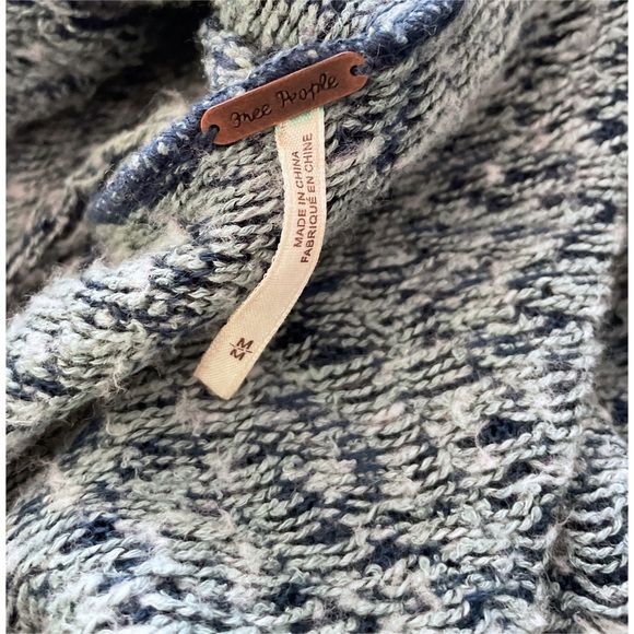 Free People Kai Pom Pom Fringe Geo Print Hooded Longline Long Cardigan Sweater M - Picture 3 of 9